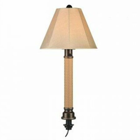 BRILLIANTBULB Umbrella Table Lamp 20784 with 2 in. mocha cream wicker and bronze tube body BR2632166